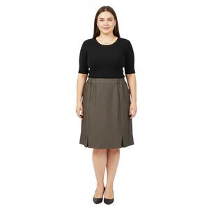 Kasper Houndstooth Pleated Skirt Size 16W Lined Black/White